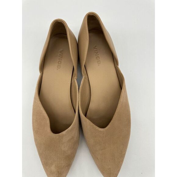 Vince Cornelia Flats Suede & Leather Flats Pointy Toe Sz 8 Cappuccino Beige - Picture 7 of 8